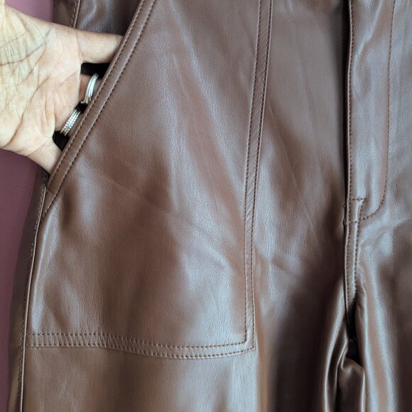 High Rise Wide Leg Vegan Leather Pant - Picture 5 of 6